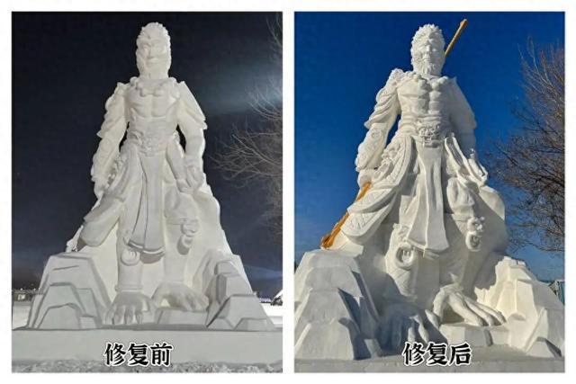 佳木斯黑悟空雪雕自帶蘋(píng)果肌